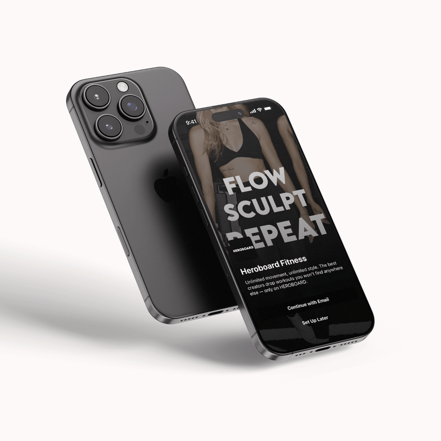 HEROBOARD workout app on a phone